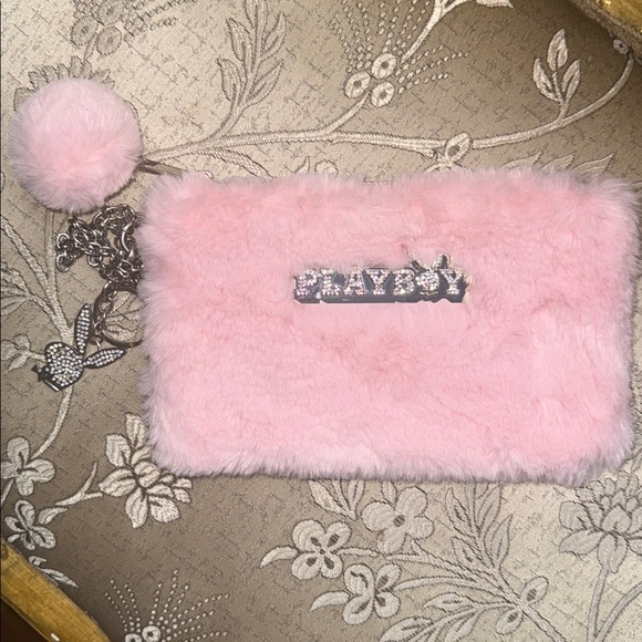 Playboy Pink Fuzzy Wrislet Pouch